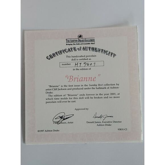 The Ashton-Drake Galleries "Brianne" Sunday Best Collection porcelain baby dolls - Picture 4 of 8